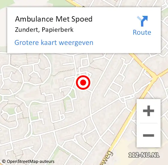 Locatie op kaart van de 112 melding: Ambulance Met Spoed Naar Zundert, Papierberk op 1 oktober 2014 13:50