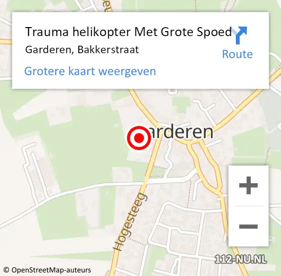 Locatie op kaart van de 112 melding: Trauma helikopter Met Grote Spoed Naar Garderen, Bakkerstraat op 5 april 2024 19:31