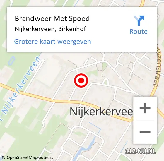 Locatie op kaart van de 112 melding: Brandweer Met Spoed Naar Nijkerkerveen, Birkenhof op 5 april 2024 19:41