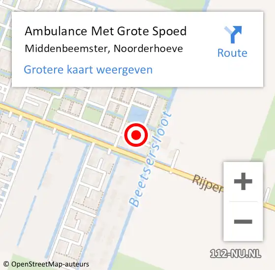 Locatie op kaart van de 112 melding: Ambulance Met Grote Spoed Naar Middenbeemster, Noorderhoeve op 5 april 2024 19:46