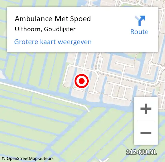 Locatie op kaart van de 112 melding: Ambulance Met Spoed Naar Uithoorn, Goudlijster op 5 april 2024 20:34