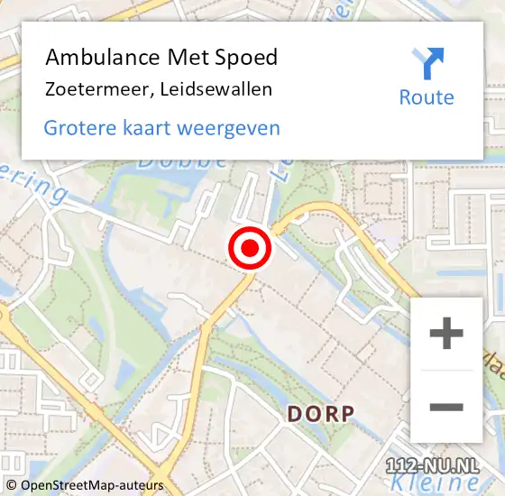 Locatie op kaart van de 112 melding: Ambulance Met Spoed Naar Zoetermeer, Leidsewallen op 5 april 2024 20:38