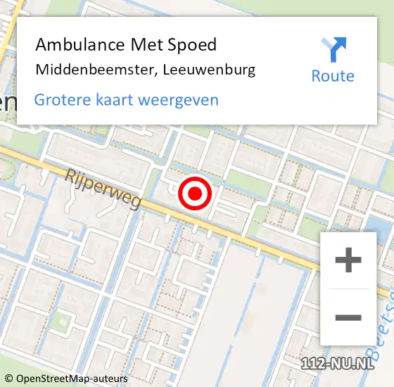 Locatie op kaart van de 112 melding: Ambulance Met Spoed Naar Middenbeemster, Leeuwenburg op 5 april 2024 20:47