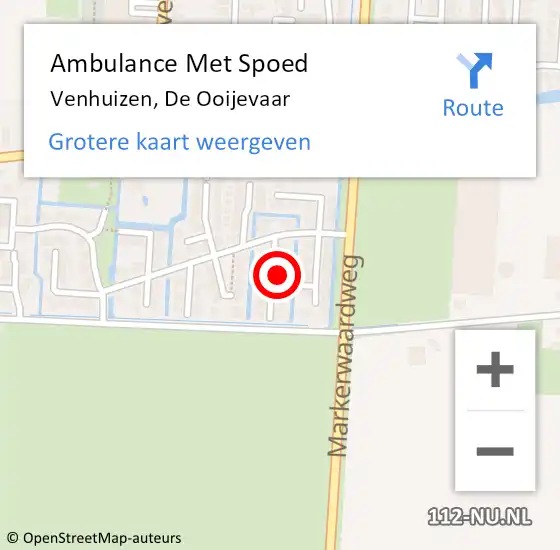 Locatie op kaart van de 112 melding: Ambulance Met Spoed Naar Venhuizen, De Ooijevaar op 5 april 2024 20:49