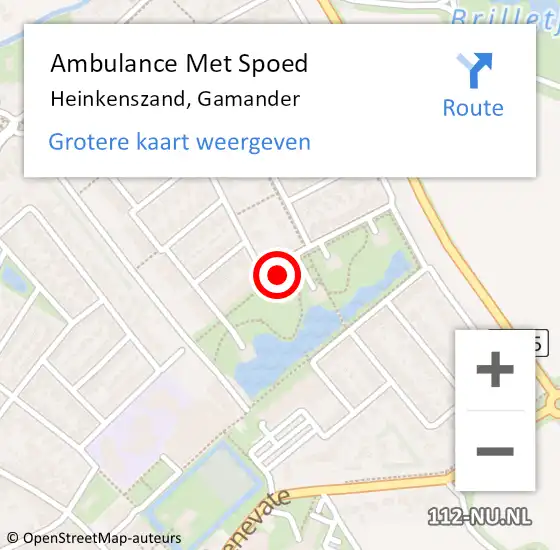 Locatie op kaart van de 112 melding: Ambulance Met Spoed Naar Heinkenszand, Gamander op 1 oktober 2014 13:57