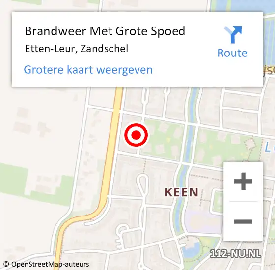 Locatie op kaart van de 112 melding: Brandweer Met Grote Spoed Naar Etten-Leur, Zandschel op 5 april 2024 21:30