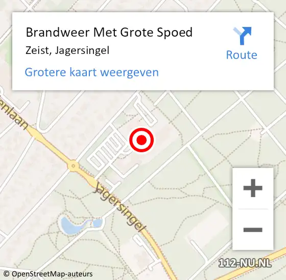 Locatie op kaart van de 112 melding: Brandweer Met Grote Spoed Naar Zeist, Jagersingel op 5 april 2024 21:32