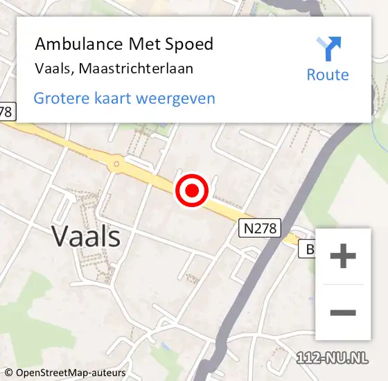 Locatie op kaart van de 112 melding: Ambulance Met Spoed Naar Vaals, Maastrichterlaan op 1 oktober 2014 14:00