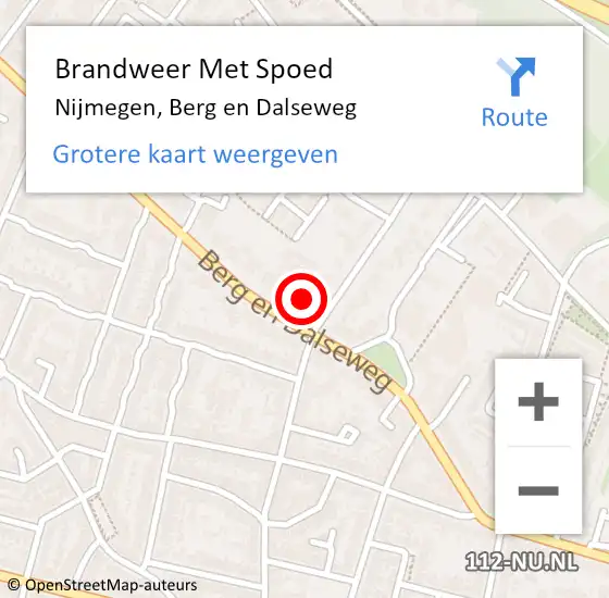 Locatie op kaart van de 112 melding: Brandweer Met Spoed Naar Nijmegen, Berg en Dalseweg op 5 april 2024 21:40