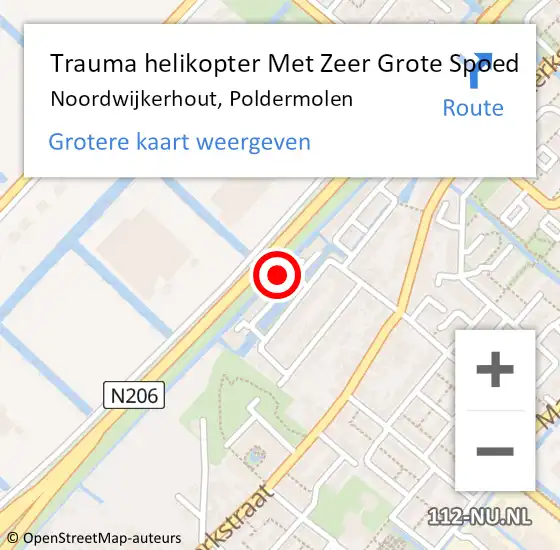 Locatie op kaart van de 112 melding: Trauma helikopter Met Zeer Grote Spoed Naar Noordwijkerhout, Poldermolen op 5 april 2024 21:52