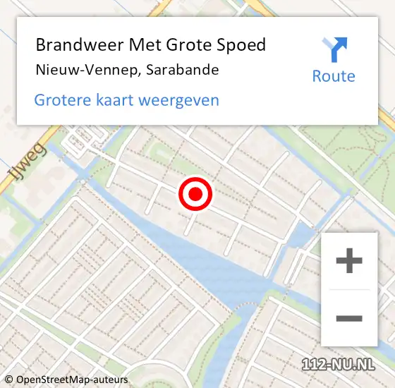 Locatie op kaart van de 112 melding: Brandweer Met Grote Spoed Naar Nieuw-Vennep, Sarabande op 5 april 2024 21:57