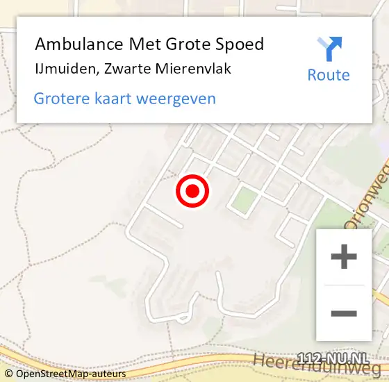 Locatie op kaart van de 112 melding: Ambulance Met Grote Spoed Naar IJmuiden, Zwarte Mierenvlak op 5 april 2024 22:11