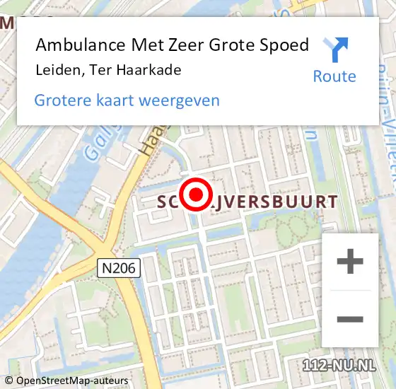 Locatie op kaart van de 112 melding: Ambulance Met Zeer Grote Spoed Naar Leiden, Ter Haarkade op 5 april 2024 22:28