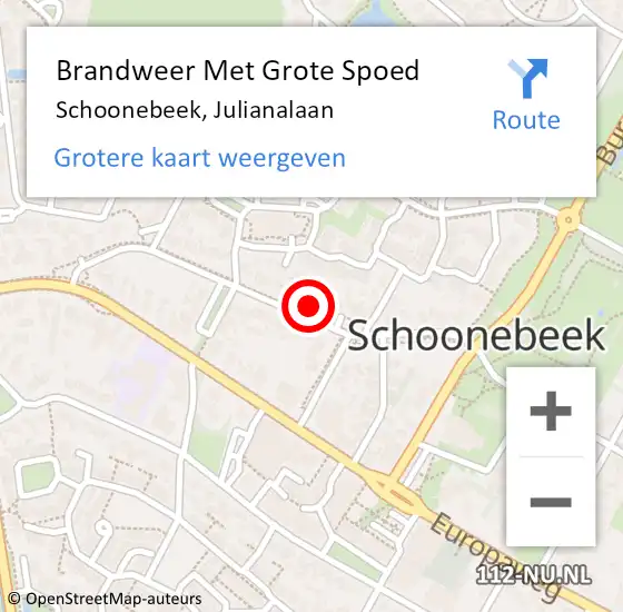 Locatie op kaart van de 112 melding: Brandweer Met Grote Spoed Naar Schoonebeek, Julianalaan op 5 april 2024 22:38