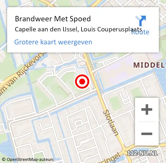 Locatie op kaart van de 112 melding: Brandweer Met Spoed Naar Capelle aan den IJssel, Louis Couperusplaats op 5 april 2024 22:50
