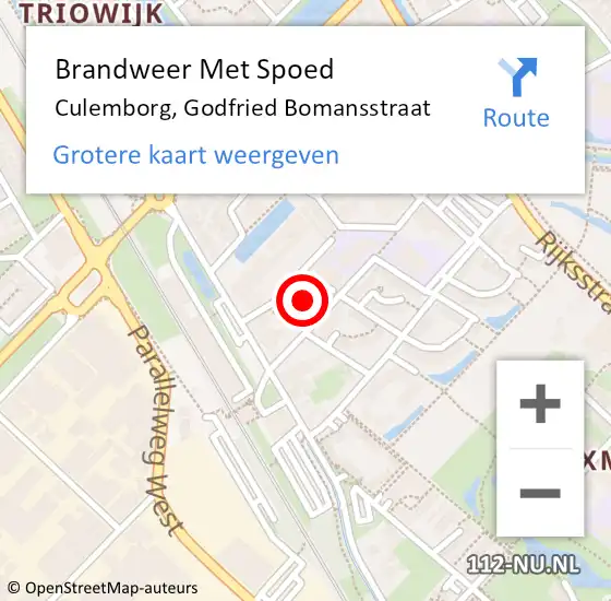 Locatie op kaart van de 112 melding: Brandweer Met Spoed Naar Culemborg, Godfried Bomansstraat op 5 april 2024 23:03