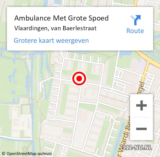 Locatie op kaart van de 112 melding: Ambulance Met Grote Spoed Naar Vlaardingen, van Baerlestraat op 5 april 2024 23:11