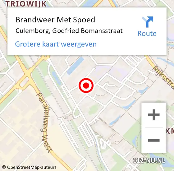 Locatie op kaart van de 112 melding: Brandweer Met Spoed Naar Culemborg, Godfried Bomansstraat op 5 april 2024 23:12