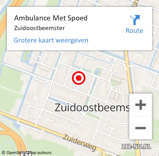 Locatie op kaart van de 112 melding: Ambulance Met Spoed Naar Zuidoostbeemster op 5 april 2024 23:44