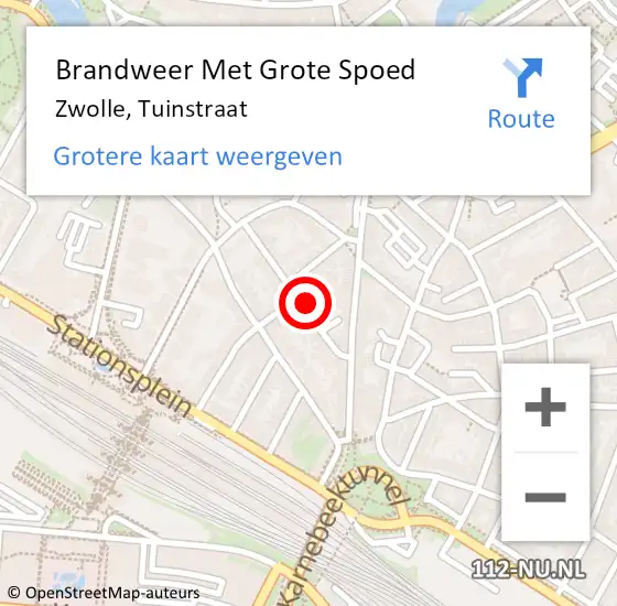 Locatie op kaart van de 112 melding: Brandweer Met Grote Spoed Naar Zwolle, Tuinstraat op 6 april 2024 00:28