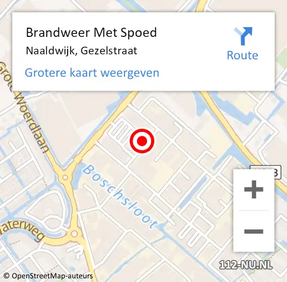 Locatie op kaart van de 112 melding: Brandweer Met Spoed Naar Naaldwijk, Gezelstraat op 6 april 2024 00:34