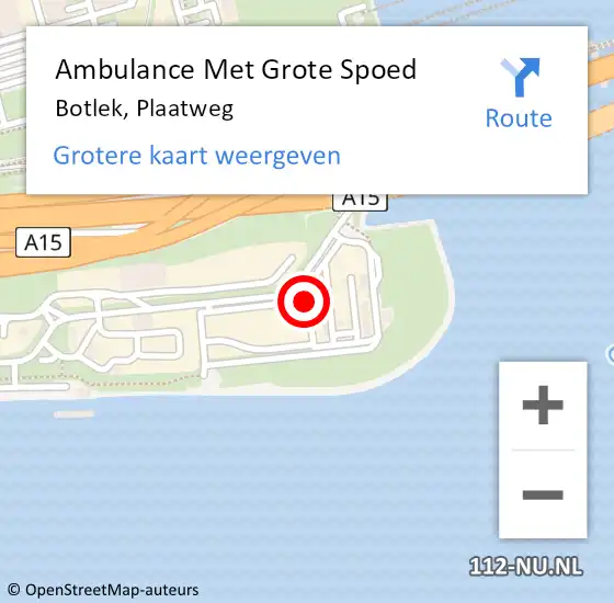 Locatie op kaart van de 112 melding: Ambulance Met Grote Spoed Naar Botlek, Plaatweg op 1 oktober 2014 14:15