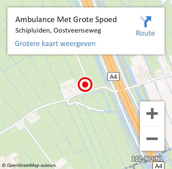 Locatie op kaart van de 112 melding: Ambulance Met Grote Spoed Naar Schipluiden, Oostveenseweg op 6 april 2024 01:01