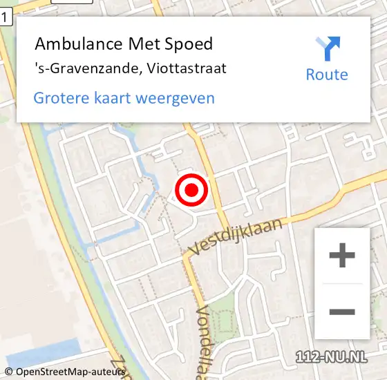 Locatie op kaart van de 112 melding: Ambulance Met Spoed Naar 's-Gravenzande, Viottastraat op 6 april 2024 01:04