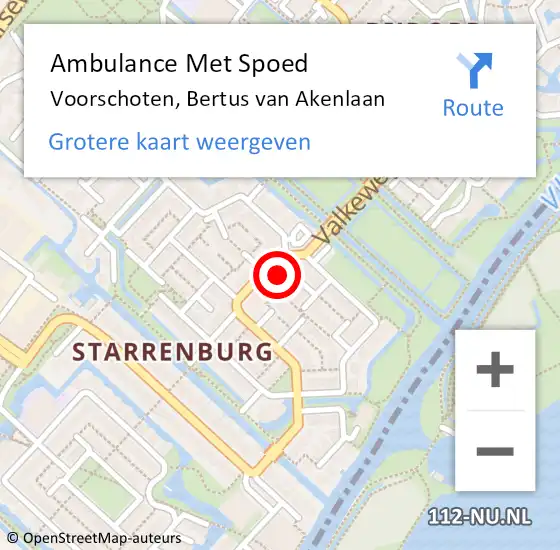 Locatie op kaart van de 112 melding: Ambulance Met Spoed Naar Voorschoten, Bertus van Akenlaan op 6 april 2024 01:52