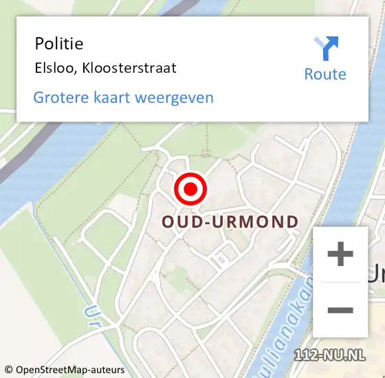 Locatie op kaart van de 112 melding: Politie Elsloo, Kloosterstraat op 6 april 2024 02:07