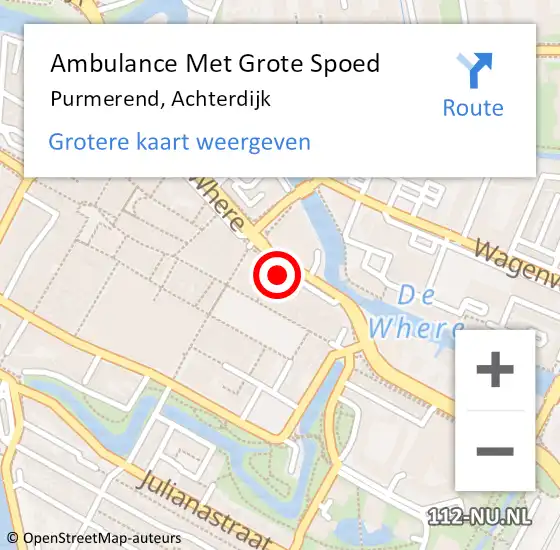 Locatie op kaart van de 112 melding: Ambulance Met Grote Spoed Naar Purmerend, Achterdijk op 6 april 2024 02:18