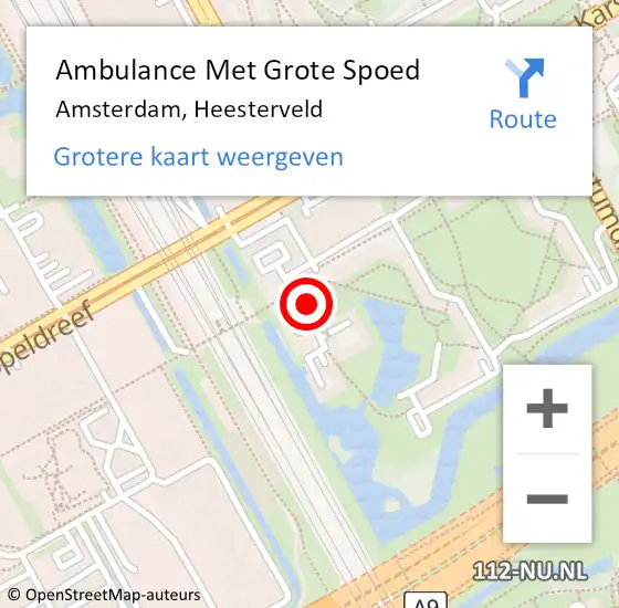 Locatie op kaart van de 112 melding: Ambulance Met Grote Spoed Naar Amsterdam, Heesterveld op 6 april 2024 03:25