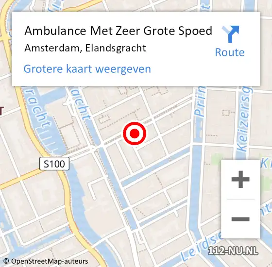 Locatie op kaart van de 112 melding: Ambulance Met Zeer Grote Spoed Naar Amsterdam, Elandsgracht op 6 april 2024 03:26