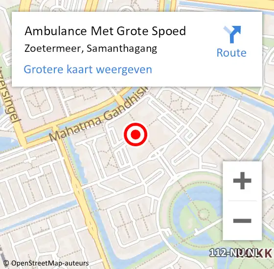 Locatie op kaart van de 112 melding: Ambulance Met Grote Spoed Naar Zoetermeer, Samanthagang op 6 april 2024 04:09