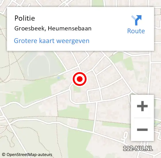 Locatie op kaart van de 112 melding: Politie Groesbeek, Heumensebaan op 6 april 2024 04:15