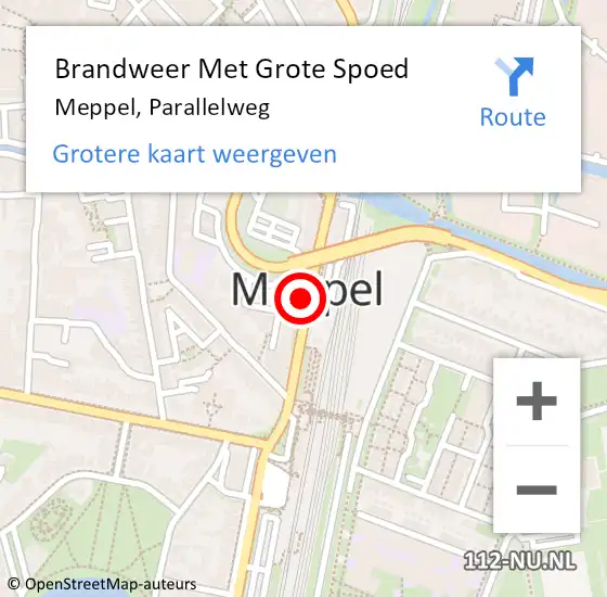 Locatie op kaart van de 112 melding: Brandweer Met Grote Spoed Naar Meppel, Parallelweg op 1 oktober 2014 14:25