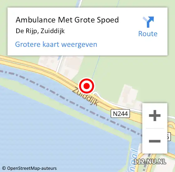 Locatie op kaart van de 112 melding: Ambulance Met Grote Spoed Naar De Rijp, Zuiddijk op 6 april 2024 06:54