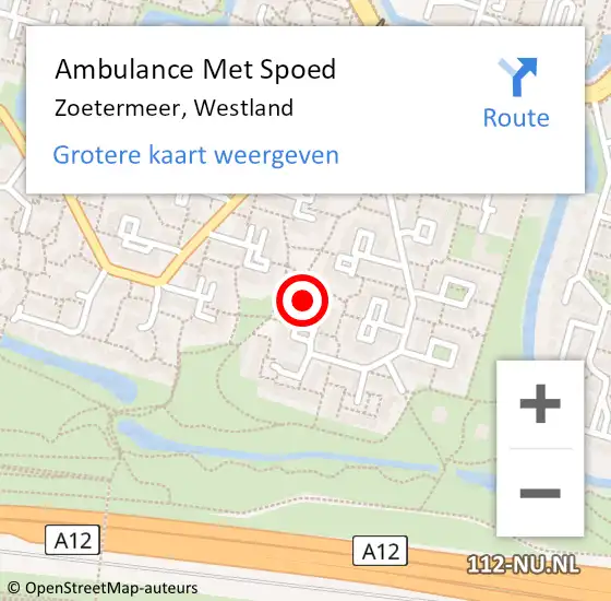 Locatie op kaart van de 112 melding: Ambulance Met Spoed Naar Zoetermeer, Westland op 6 april 2024 07:27