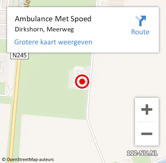 Locatie op kaart van de 112 melding: Ambulance Met Spoed Naar Dirkshorn, Meerweg op 6 april 2024 07:37