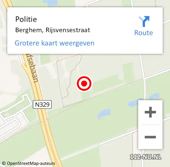 Locatie op kaart van de 112 melding: Politie Berghem, Rijsvensestraat op 6 april 2024 07:39