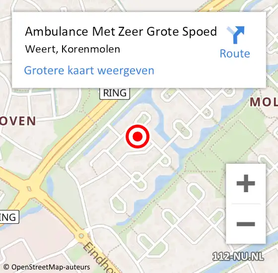 Locatie op kaart van de 112 melding: Ambulance Met Zeer Grote Spoed Naar Weert, Korenmolen op 6 april 2024 08:27