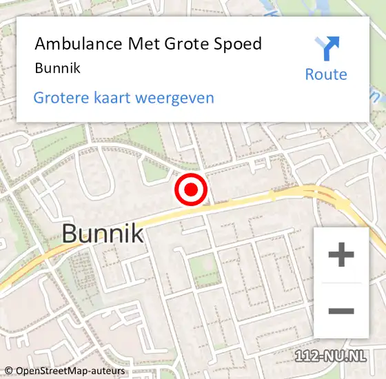 Locatie op kaart van de 112 melding: Ambulance Met Grote Spoed Naar Bunnik op 6 april 2024 08:31