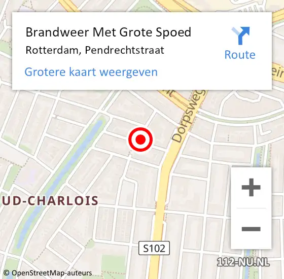 Locatie op kaart van de 112 melding: Brandweer Met Grote Spoed Naar Rotterdam, Pendrechtstraat op 6 april 2024 08:43