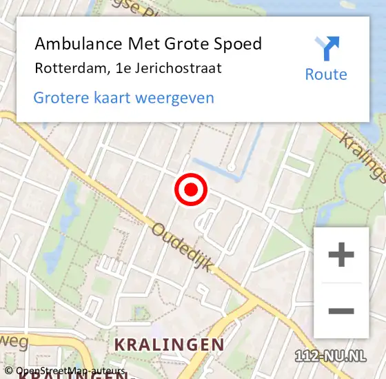 Locatie op kaart van de 112 melding: Ambulance Met Grote Spoed Naar Rotterdam, 1e Jerichostraat op 6 april 2024 09:01