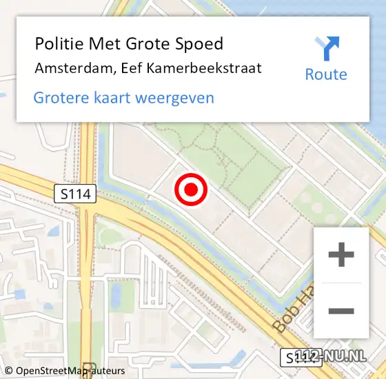 Locatie op kaart van de 112 melding: Politie Met Grote Spoed Naar Amsterdam, Eef Kamerbeekstraat op 6 april 2024 09:13