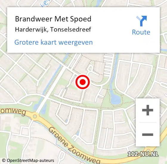 Locatie op kaart van de 112 melding: Brandweer Met Spoed Naar Harderwijk, Tonselsedreef op 6 april 2024 09:30