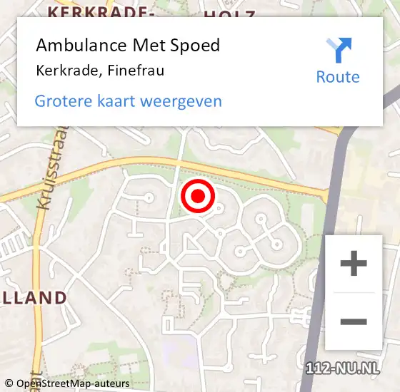 Locatie op kaart van de 112 melding: Ambulance Met Spoed Naar Kerkrade, Finefrau op 1 oktober 2014 14:37