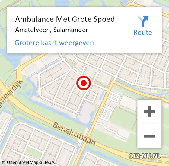 Locatie op kaart van de 112 melding: Ambulance Met Grote Spoed Naar Amstelveen, Salamander op 6 april 2024 09:30