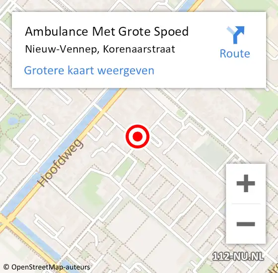 Locatie op kaart van de 112 melding: Ambulance Met Grote Spoed Naar Nieuw-Vennep, Korenaarstraat op 6 april 2024 09:48