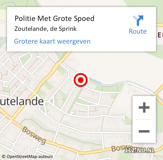 Locatie op kaart van de 112 melding: Politie Met Grote Spoed Naar Zoutelande, de Sprink op 6 april 2024 09:57